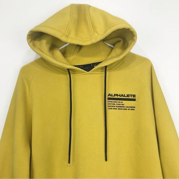 Alphalete Yellow Black Hooded Pullover Sweatshirt - Picture 7 of 13